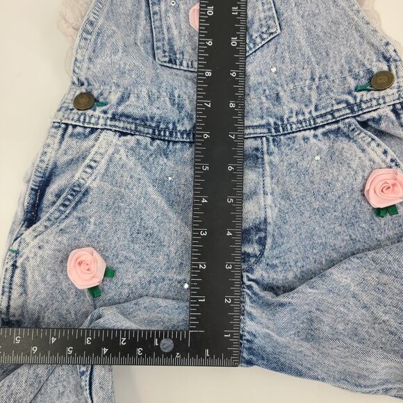 Vintage 80s NEIMAN MARCUS Girl's Acid Wash Lace Denim Jean Overalls 4T RARE 2929 - Picture 11 of 14